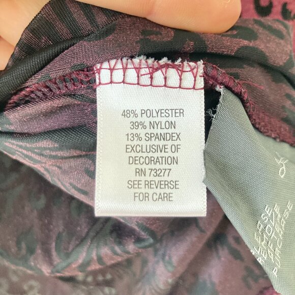 Simply Vera Wang Red Burnout Sheer Velvet Top Womens XL Whimsigoth Y2K Vamp - Picture 8 of 10